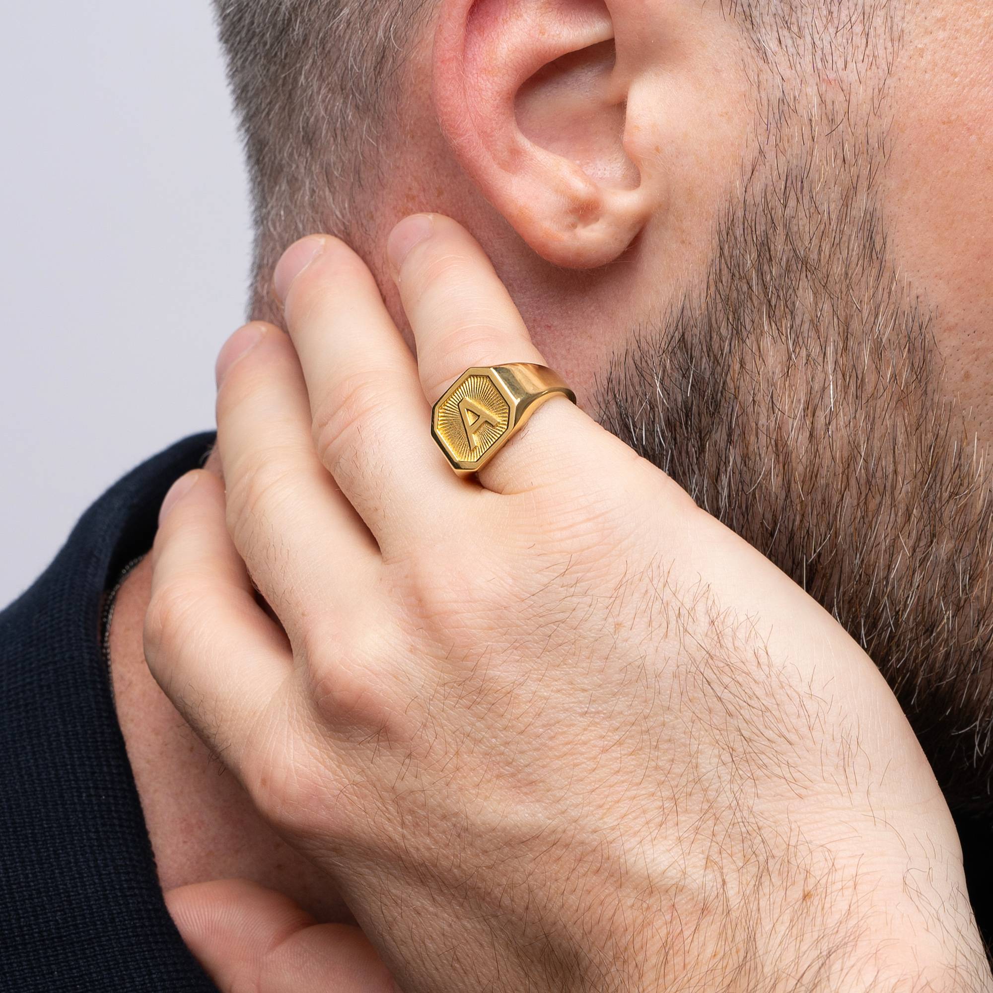 Heritage Initial Ring för Män i 18K Guld Vermeil-1 produktbilder