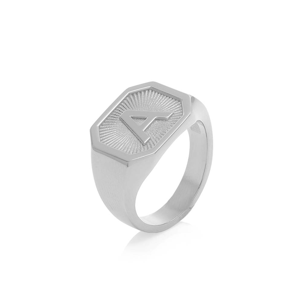 Heritage Initial Ring for Men in Sterling Silver-2 product photo