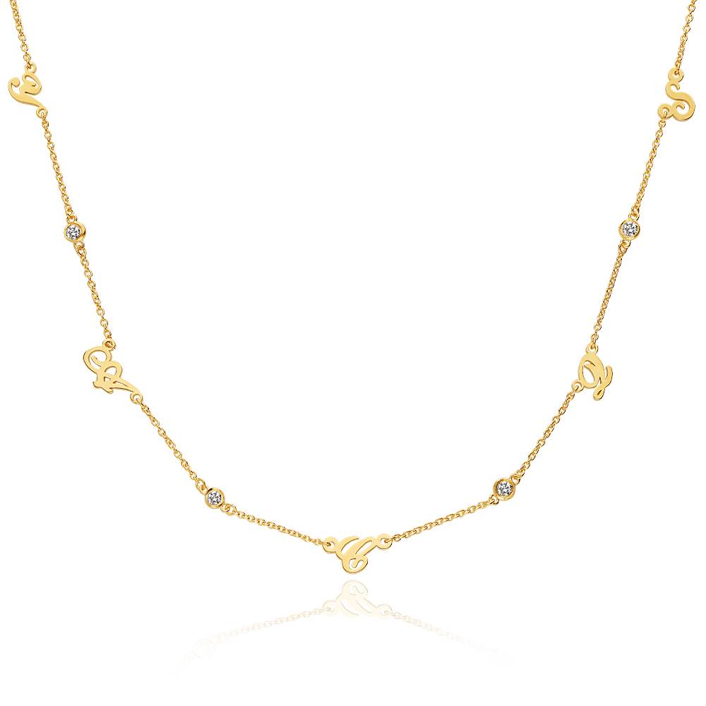 Heritage Meervoudige Initiaal Ketting met Diamanten in Goud Vermeil