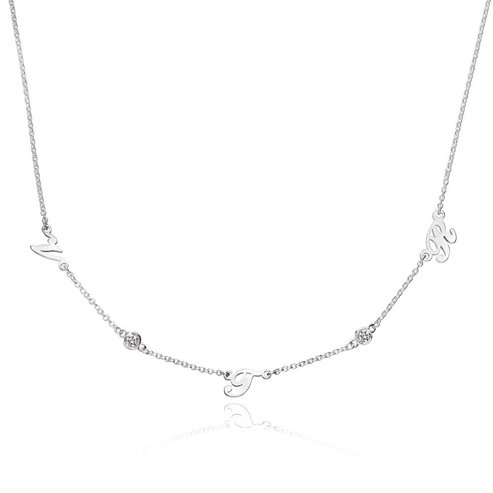 Heritage Meervoudige Initiaal Ketting met Diamanten in 925 Zilver