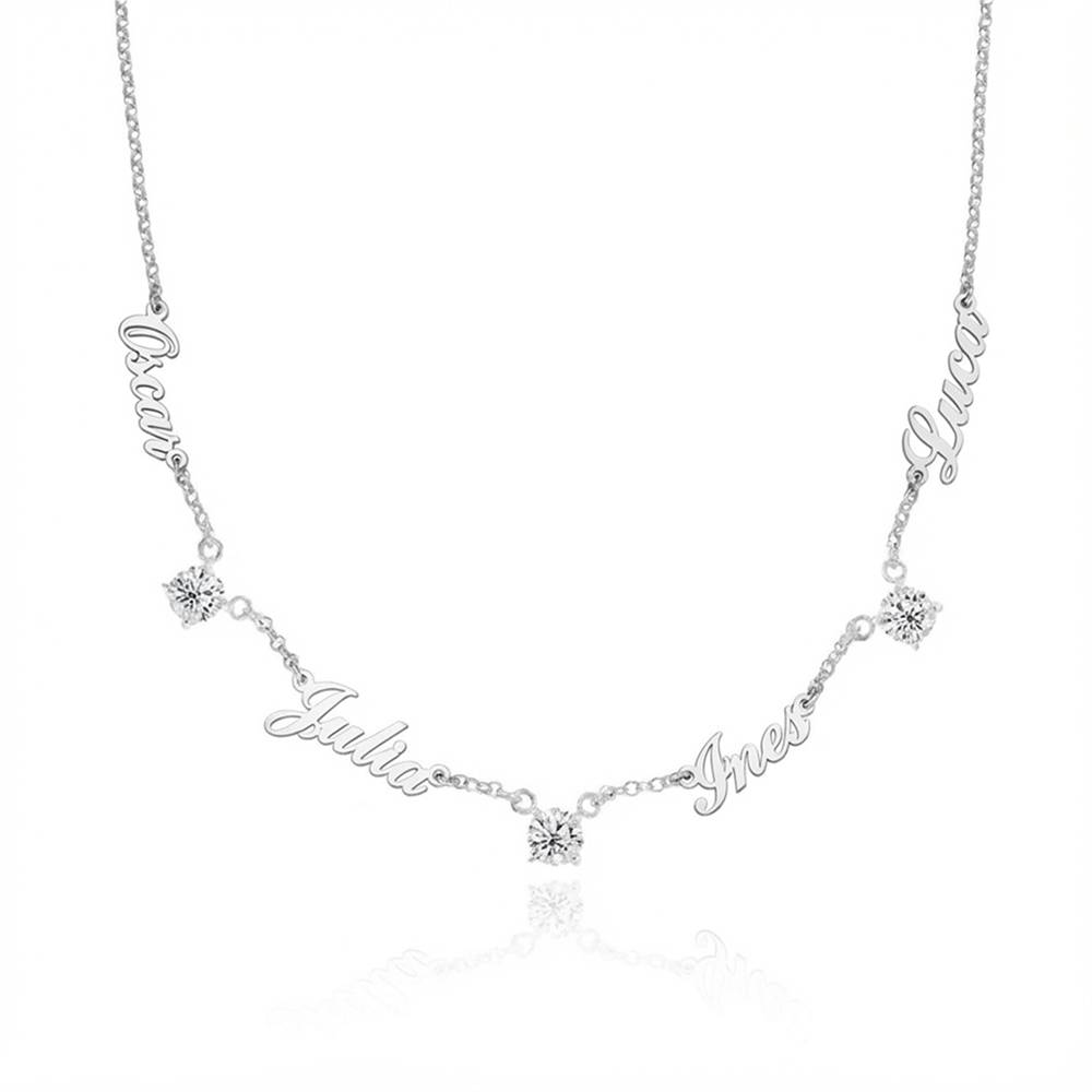 Heritage Meervoudige Naamketting met 0,30 ct Diamanten in Zilver