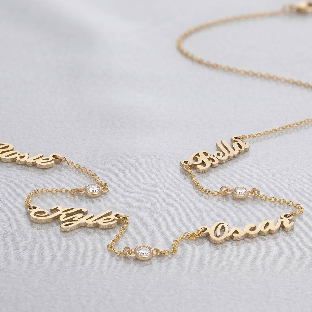 Heritage Multiple Name Necklace with Diamonds in 10ct Solid Yellow Gold-4 product photo