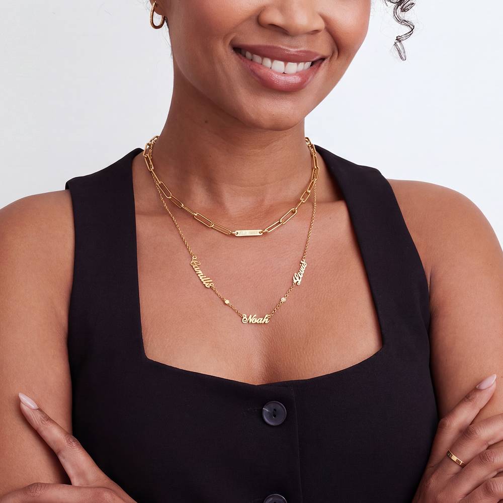 Heritage Multiple Name Necklace with Diamonds in 10ct Solid Yellow Gold-2 product photo