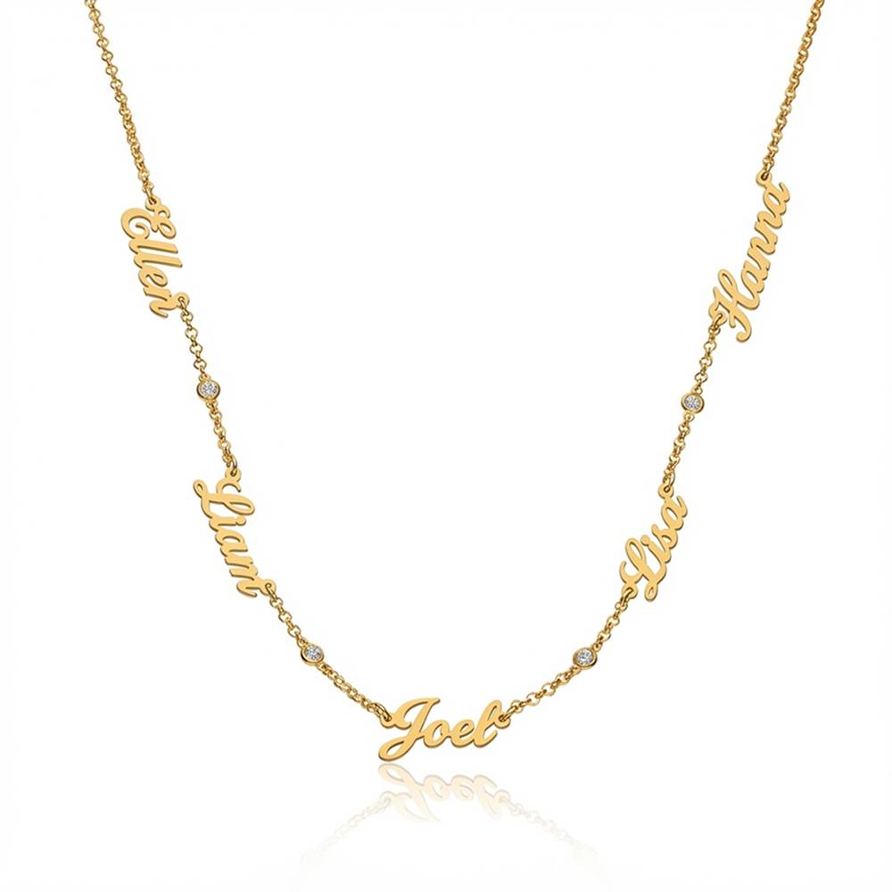 Heritage Meervoudige Naamketting met Diamanten in Verguld