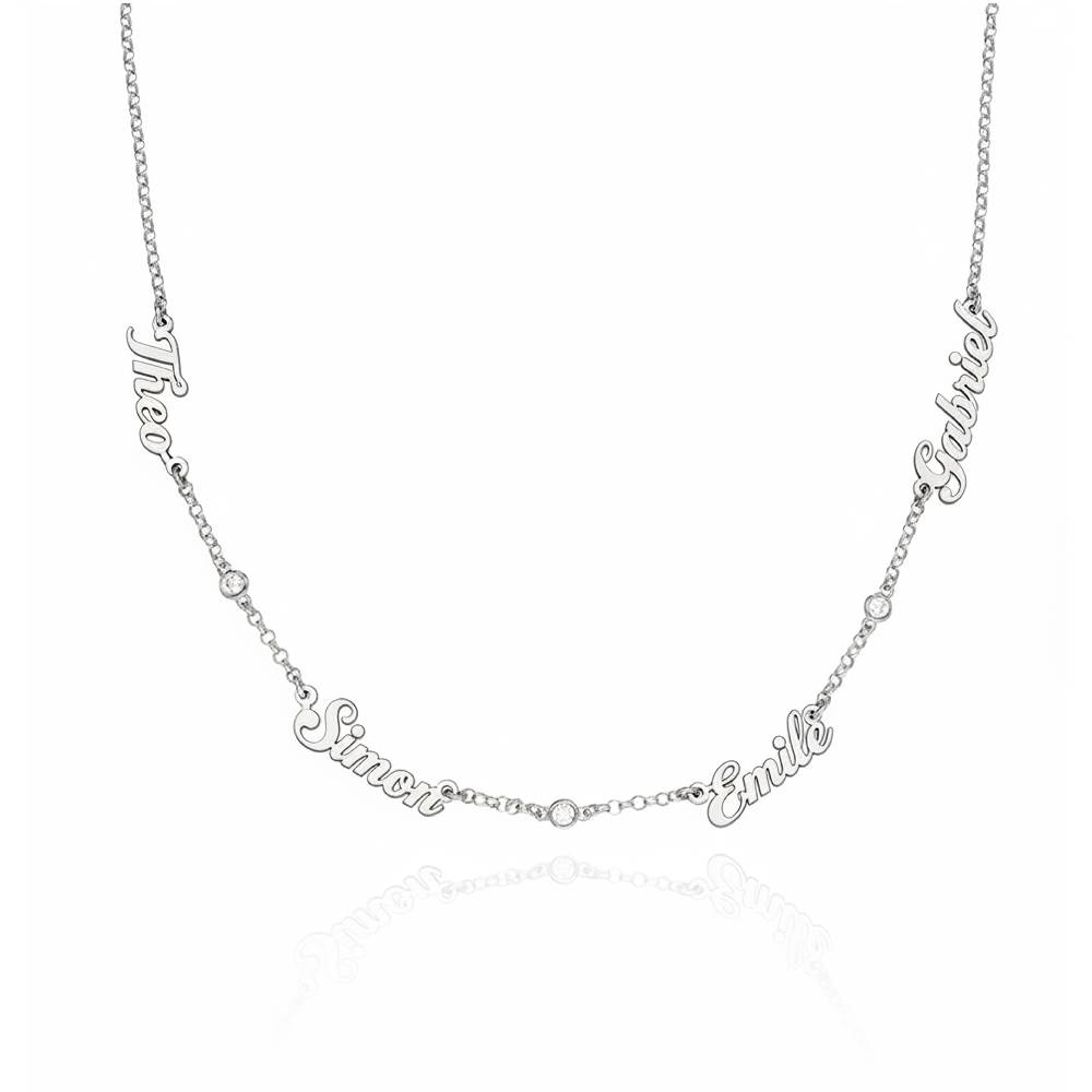 Heritage Meervoudige Naamketting met Diamanten in Zilver