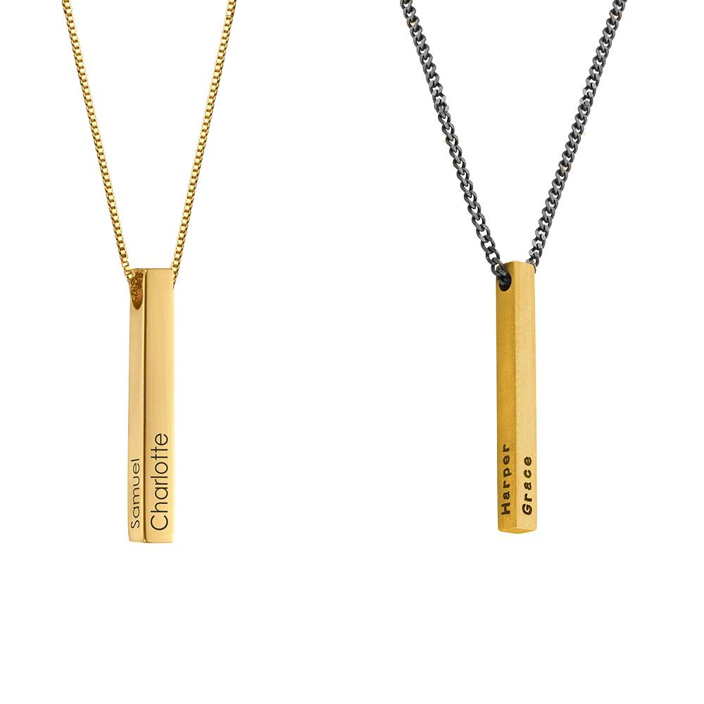 His & Hers 3D Bar Necklaces in 18ct Gold Vermeil-1 product photo