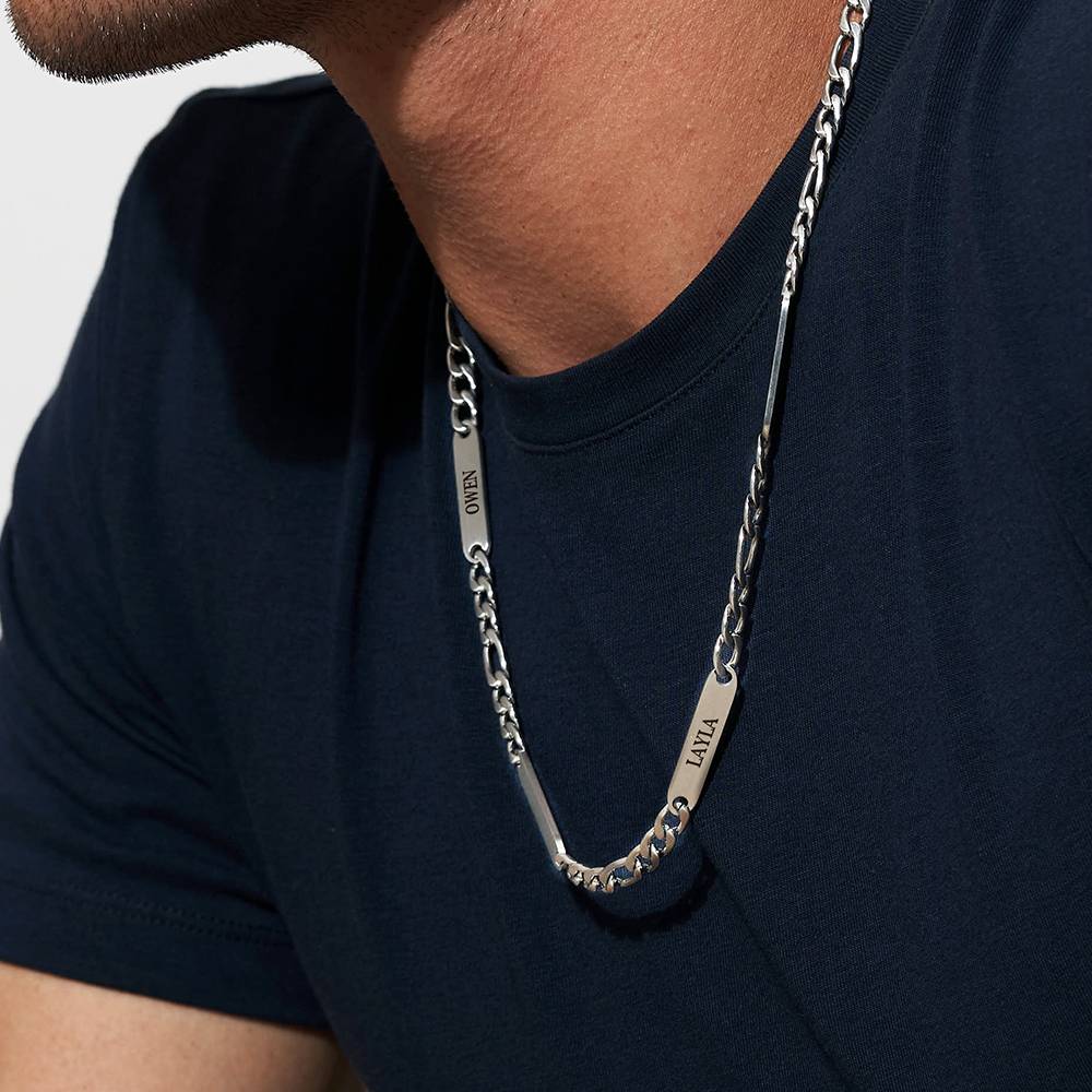 Colliers multi-noms pour elle et lui en argent sterling et acier inoxydable-3 photo du produit