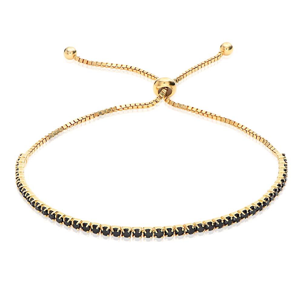 Holly Adjustable Tennis Bracelet with Black Cubic Zirconia in 18ct Gold Plating product photo