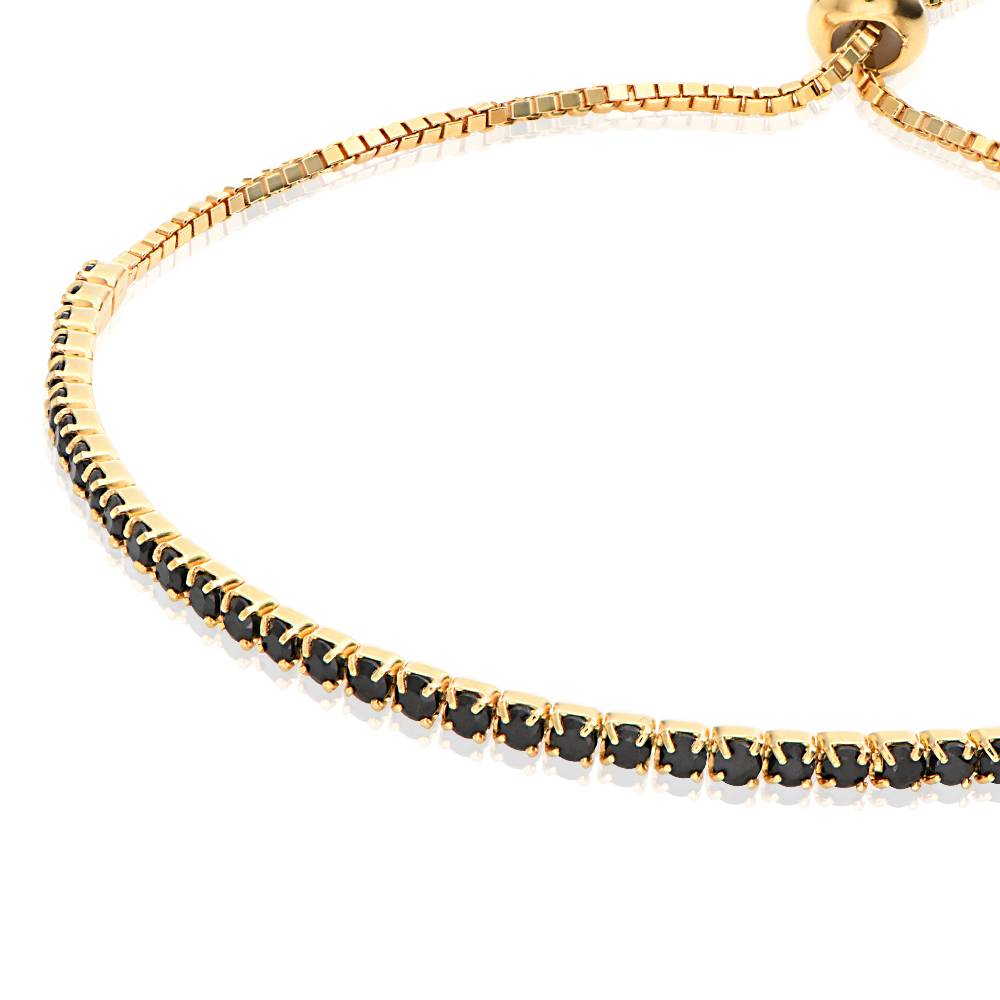 Holly Adjustable Tennis Bracelet with Black Cubic Zirconia in 18K Gold Plating-1 product photo