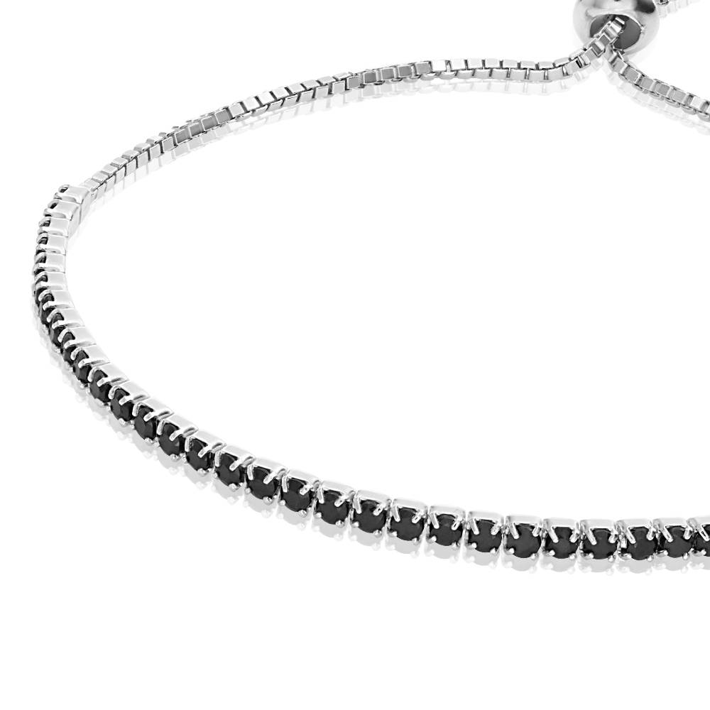 Holly Adjustable Tennis Bracelet with Black Cubic Zirconia in Sterling Sillver-1 product photo