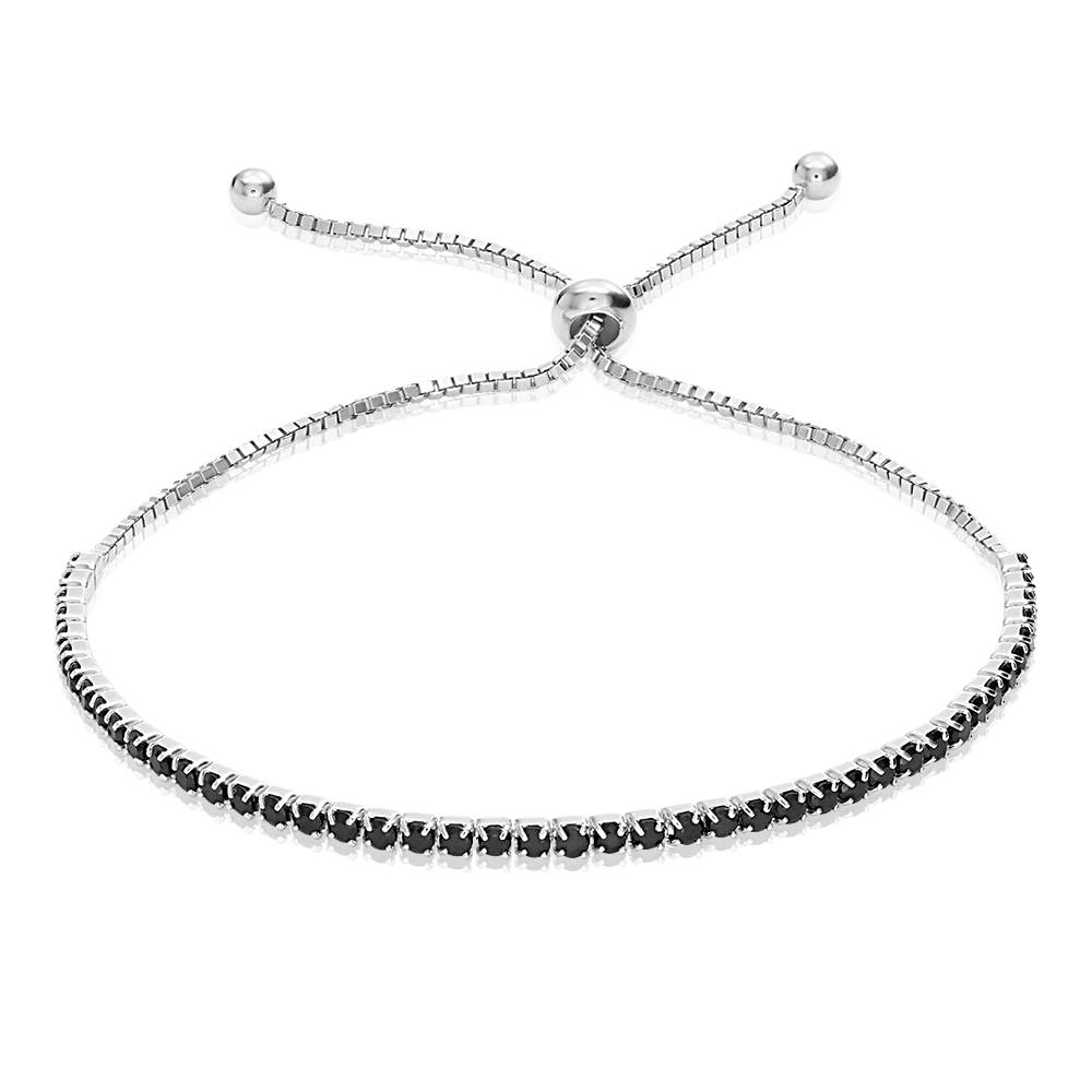 Holly Adjustable Tennis Bracelet with Black Cubic Zirconia in Sterling Sillver-2 product photo