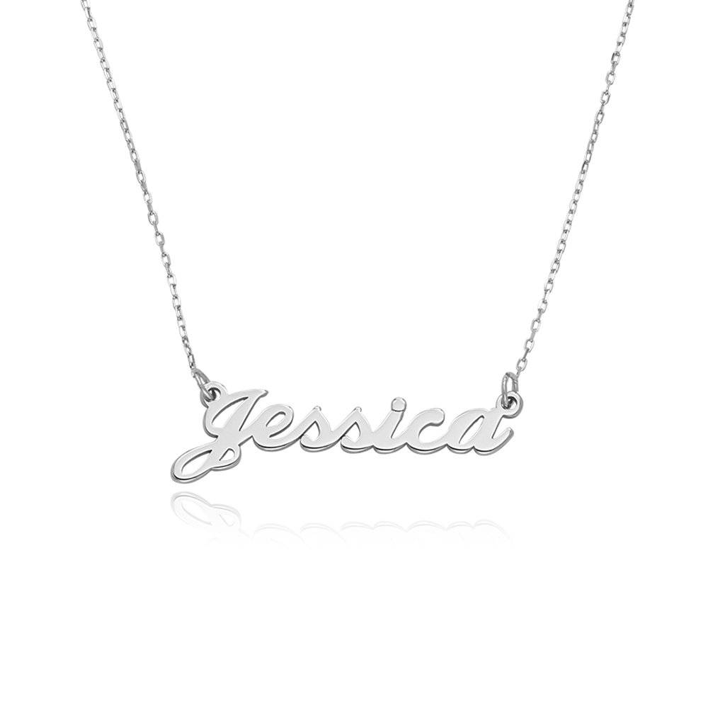 Hollywood Small Name Necklace in 14ct White Gold-1 product photo