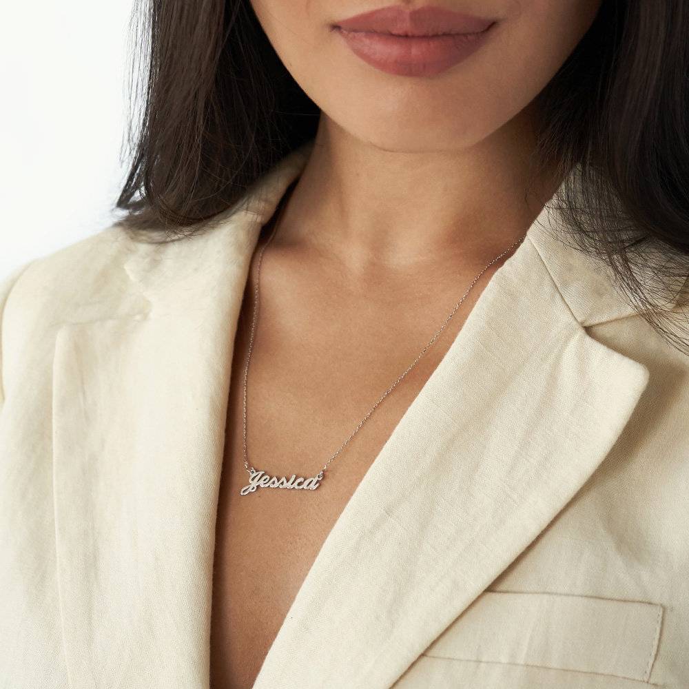Hollywood Small Name Necklace in 14ct White Gold-3 product photo
