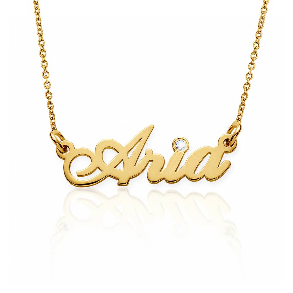 Kleine Hollywood Naamketting met 0,02 ct Diamant in Verguld