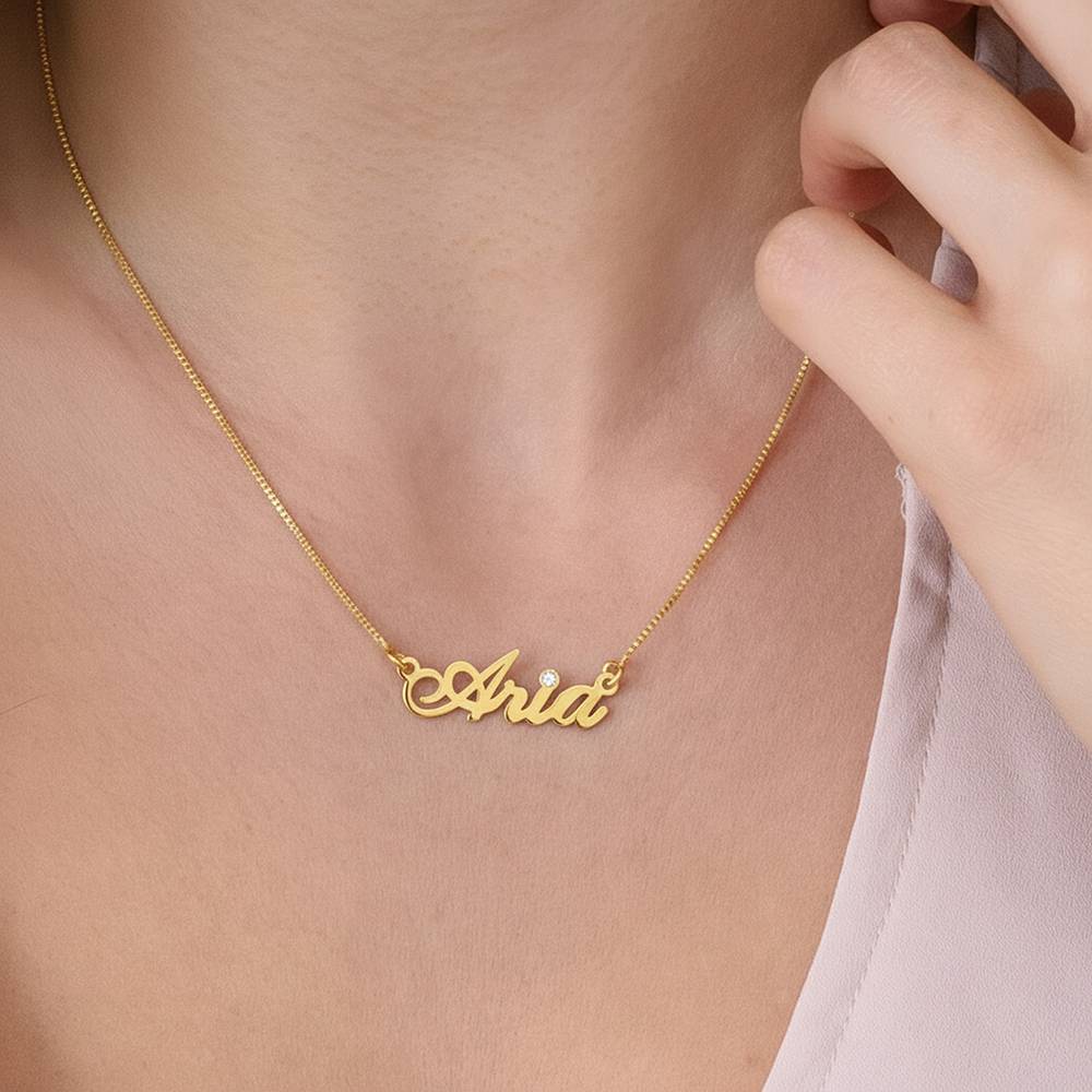 Hollywood Small Name Necklace with 0.02ct Diamond in Gold Plating-4 Hollywood Small Name Necklace with 0.02ct Diamond in Gold Plating-4 product photo