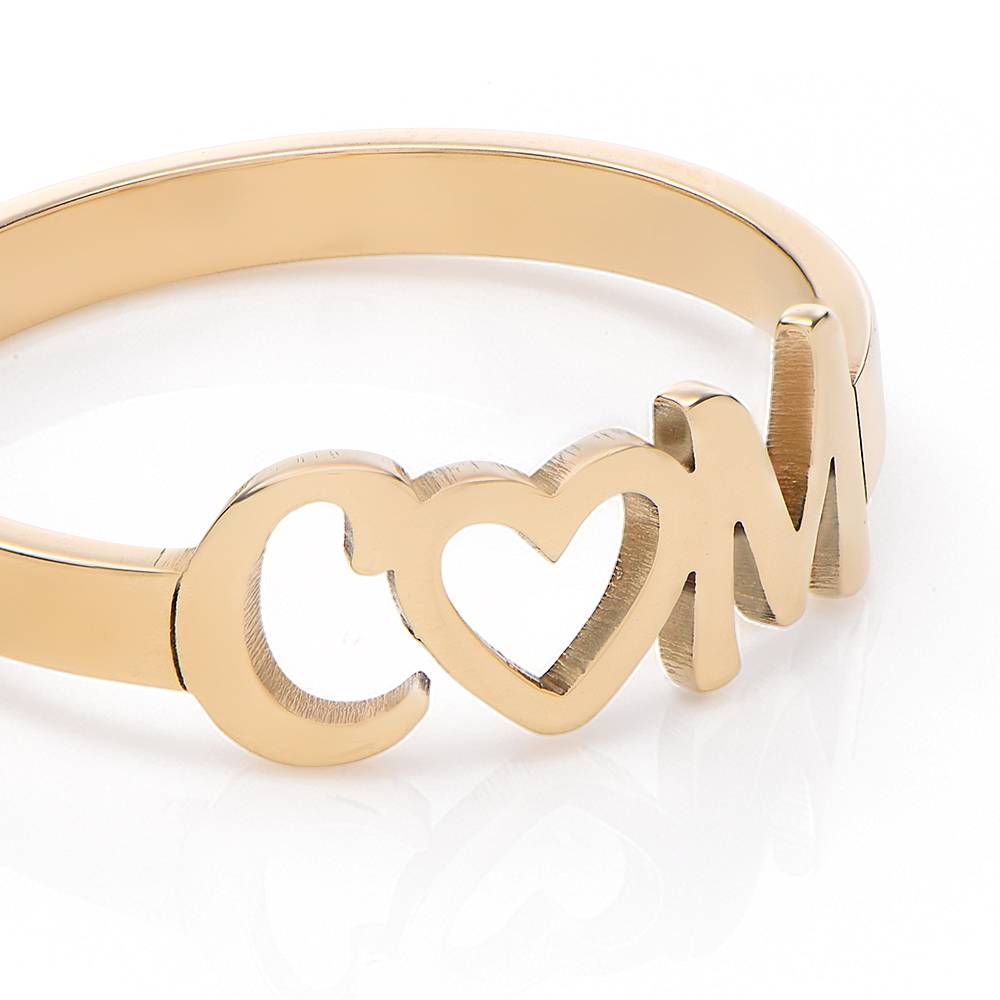 I Heart You Initial Ring in 14K Yellow Gold-1 product photo