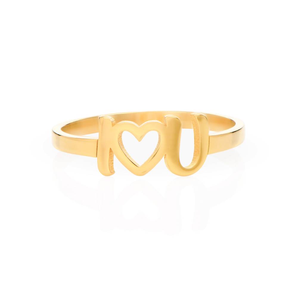 I Heart You Initial Ring i 18K guldbelægning produkt billede