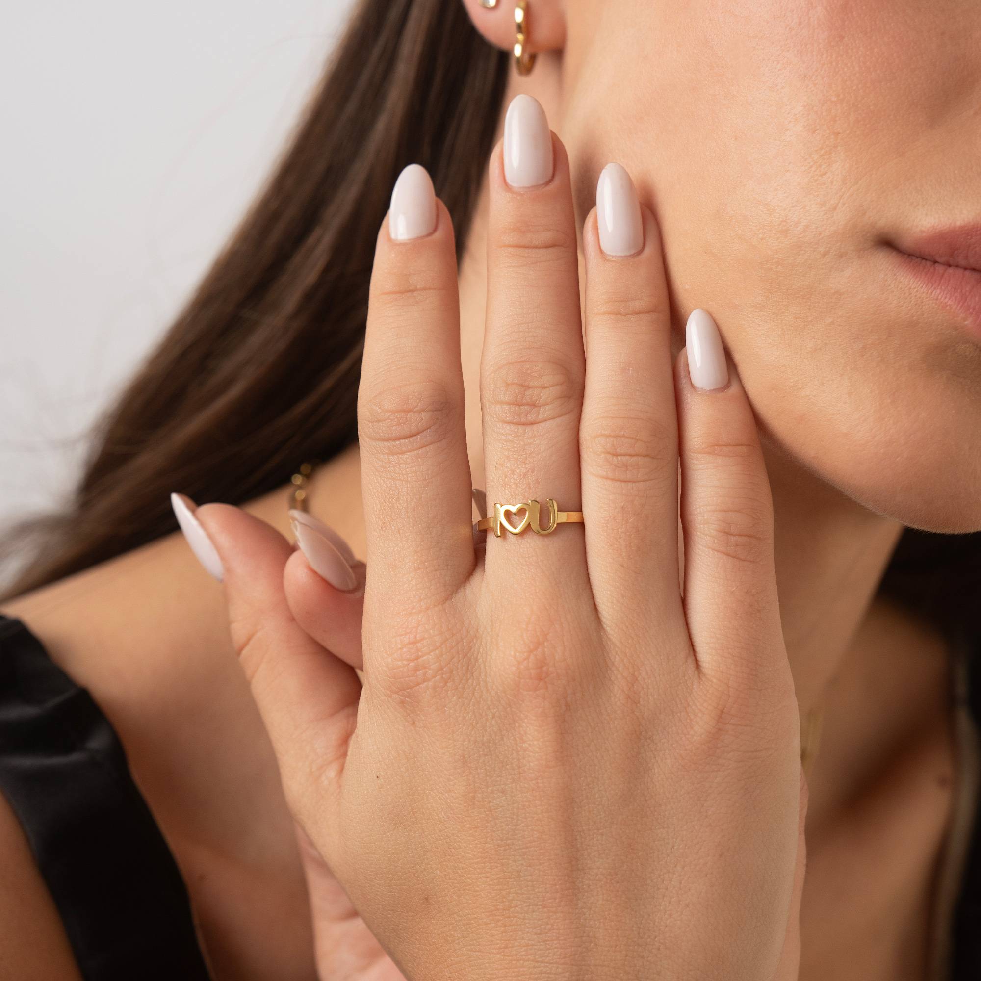I Heart You Initial Ring in 18K Gold Plating-2 product photo