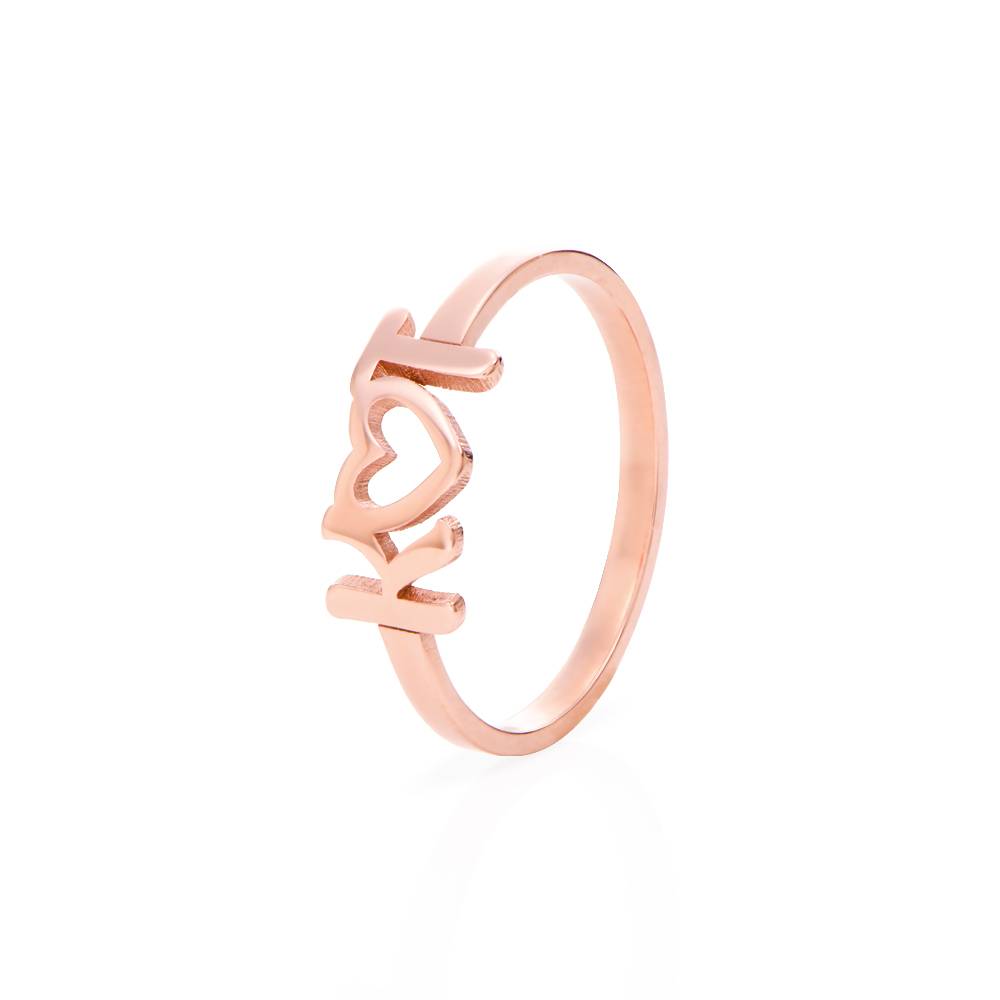I Heart You Initial Ring in 18K Rose Gold Plating-4 product photo