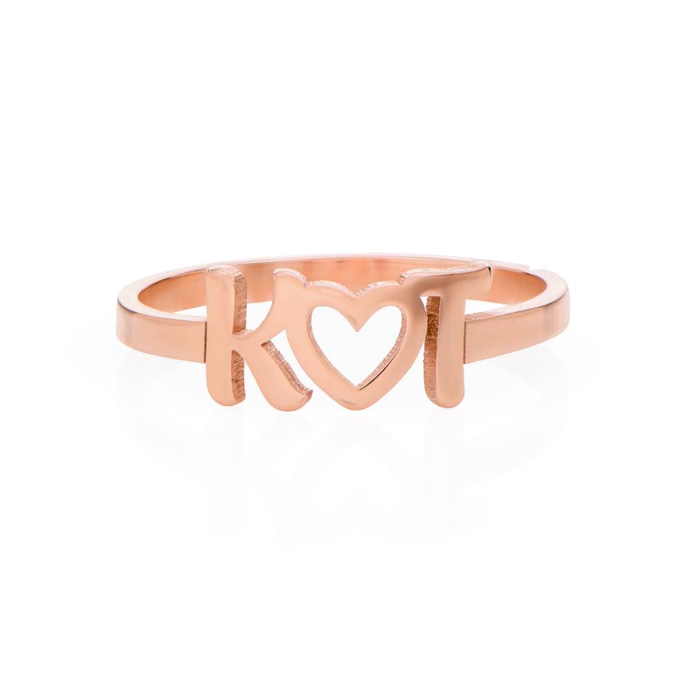 I Heart You Initial Ring in 18K Rose Gold Plating product photo