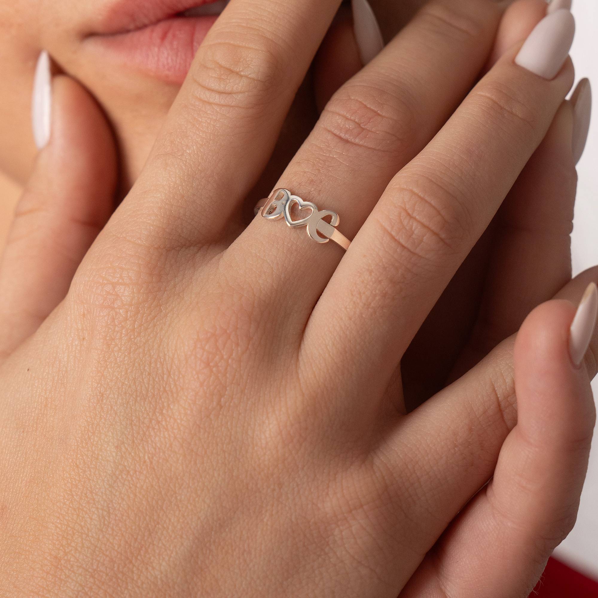 Ik Hou van Jou Initialen Ring in Sterling Zilver-2 Productfoto