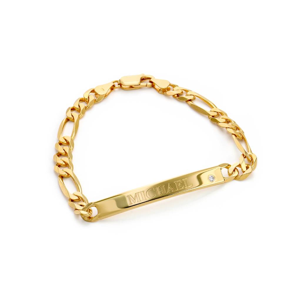 Amigo ID-Armband voor Mannen met Diamant in Goud Vermeil