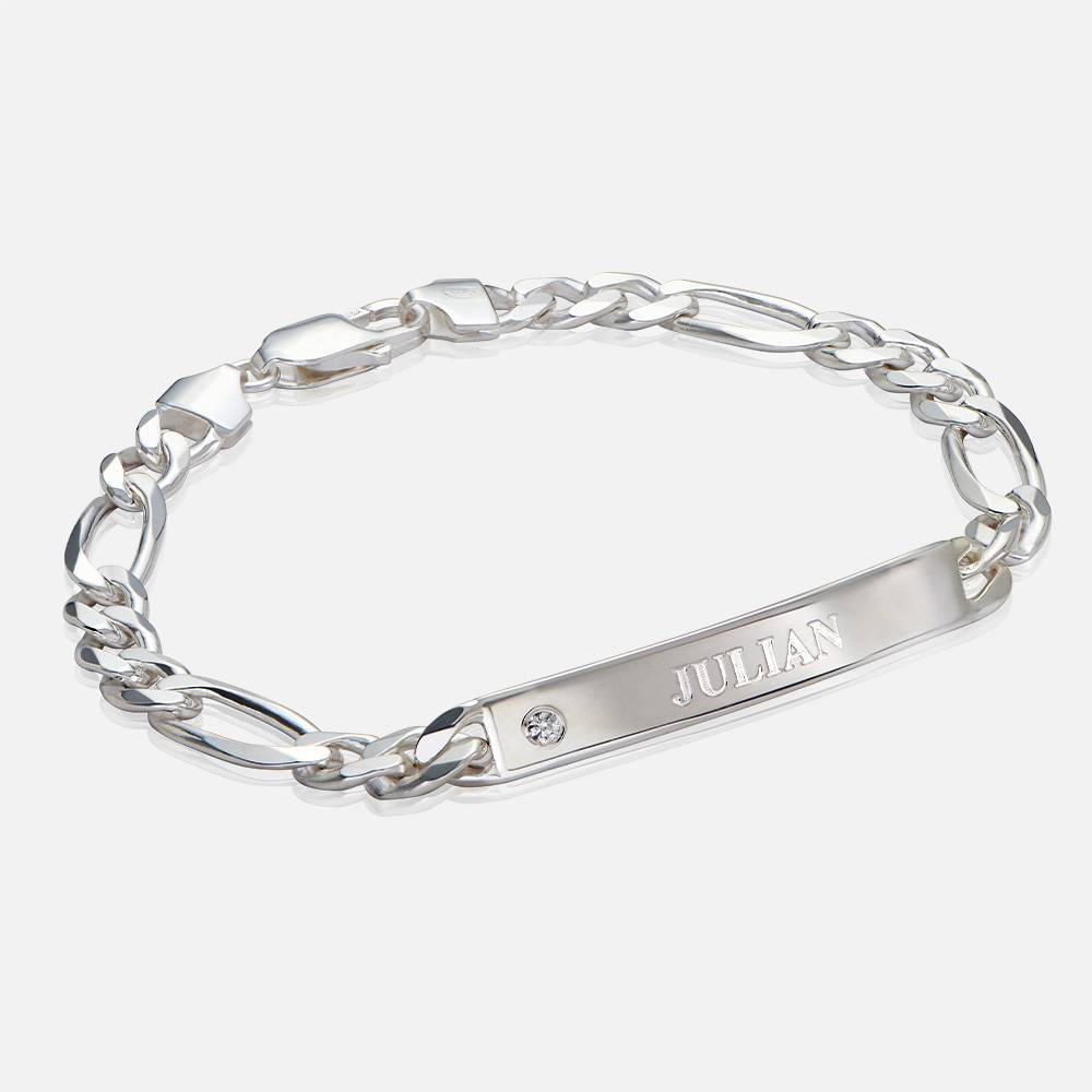 Amigo ID-Armband voor Mannen met Diamant in Zilver