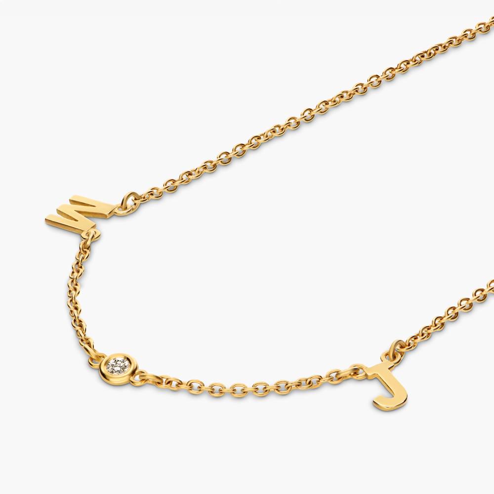 Mia Halskette mit Initialen und Diamanten - 750er vergoldetes Silber-5 Produktfoto