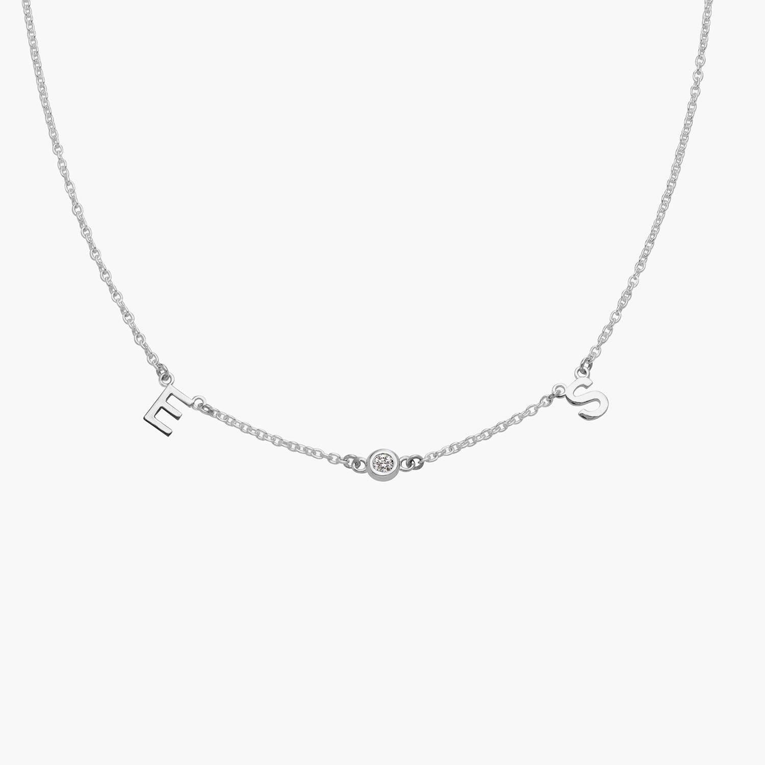 Mia Halskette mit Initialen und Diamanten - 925er Sterlingsilber-2 Produktfoto