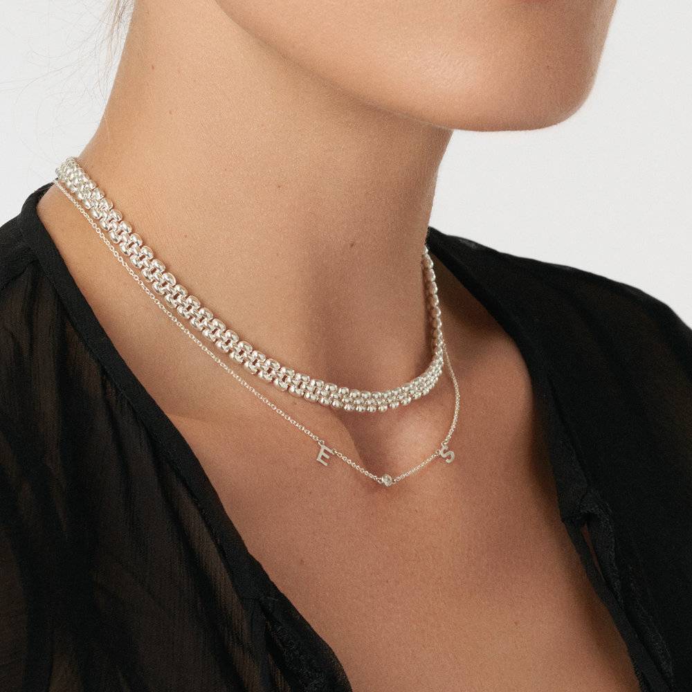 Mia Initialen Halskette mit Diamanten - 925er Sterlingsilber-4 Produktfoto