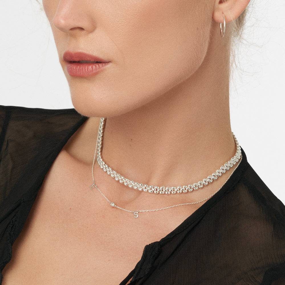 Mia Initialen Halskette mit Diamanten - 925er Sterlingsilber-7 Produktfoto