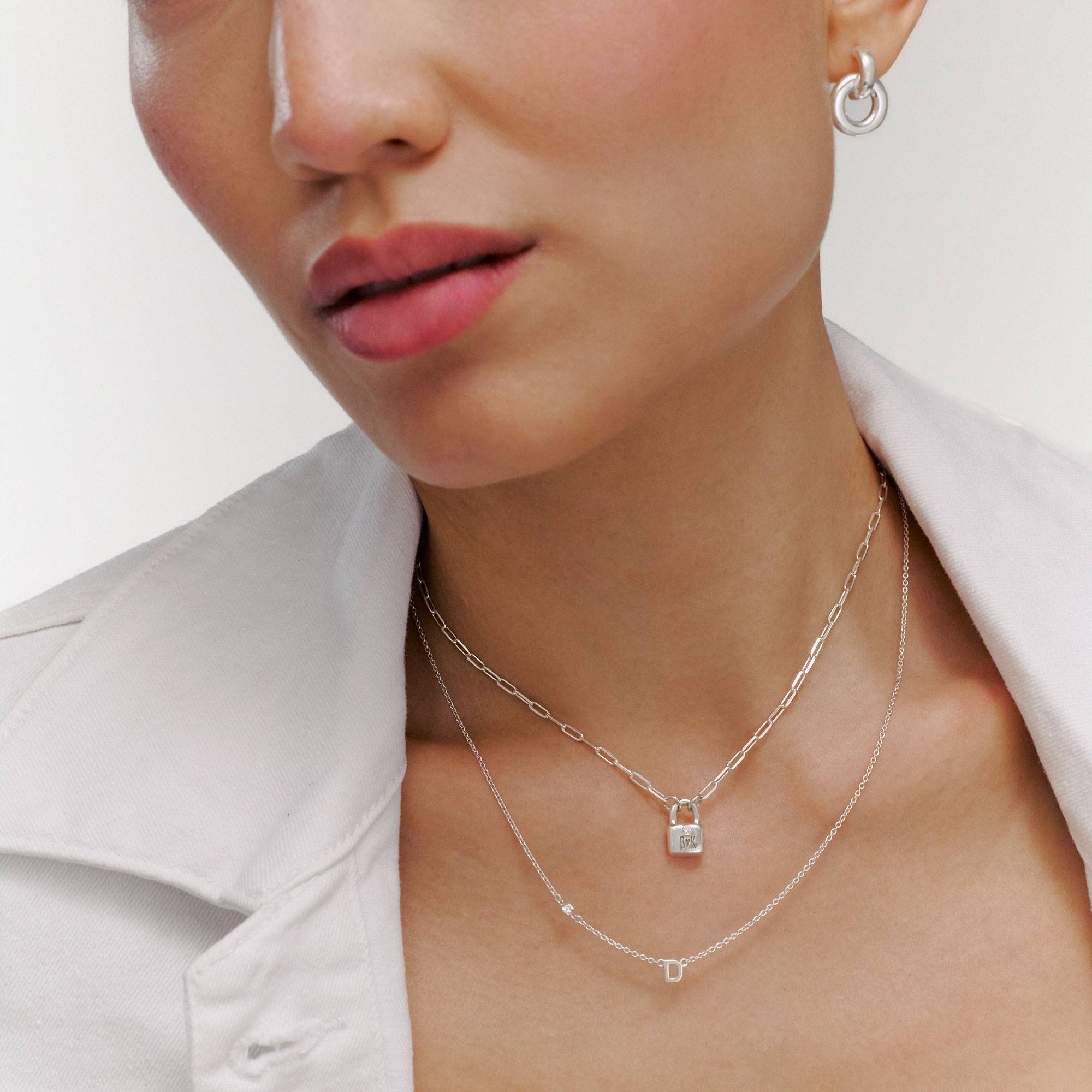 Mia Halskette mit Initialen und Diamanten - 925er Sterlingsilber-3 Produktfoto