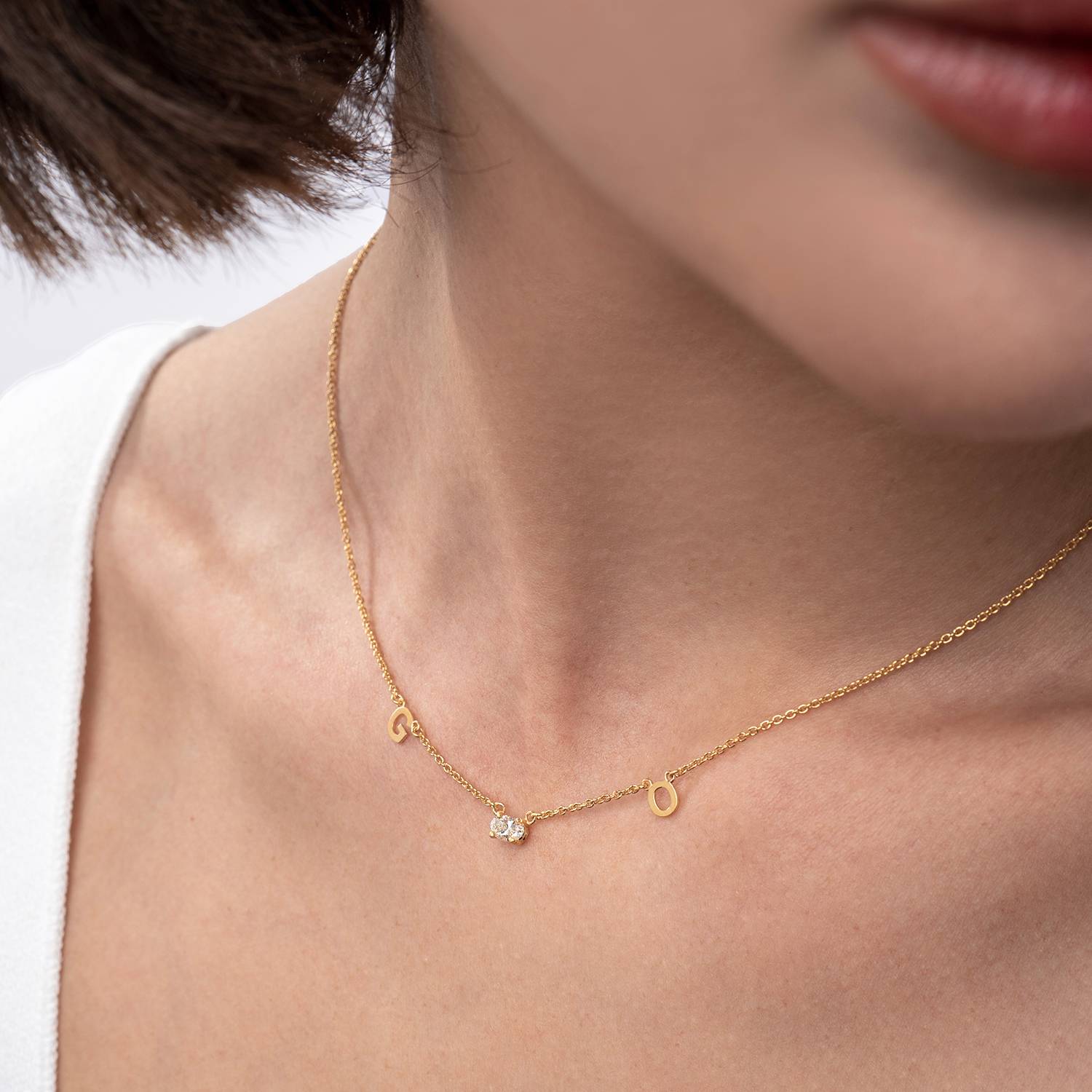 Mia Initialen Halskette mit 0,3 ct Premium-Diamant - 750er Gold-Vermeil-6 Produktfoto