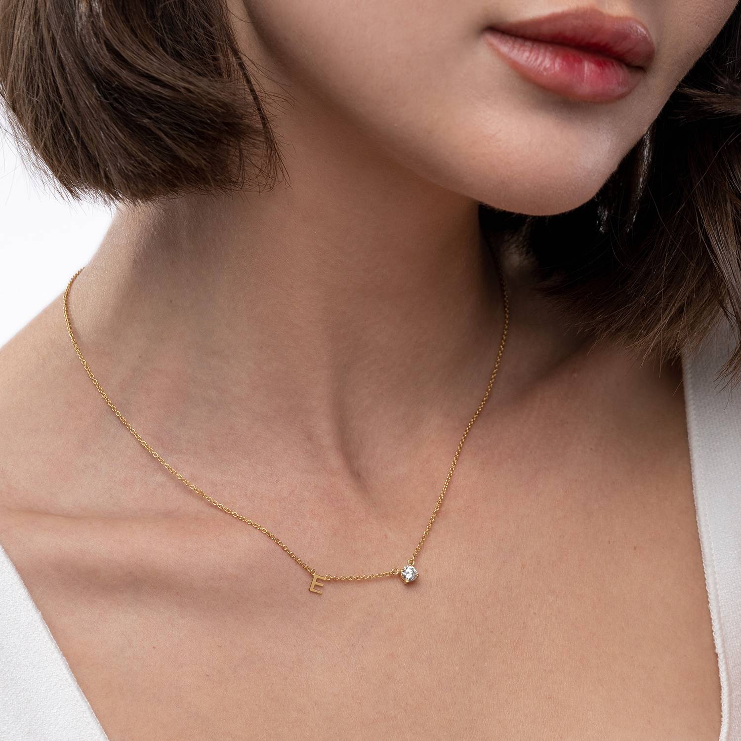 Mia Initialen Halskette mit 0,3 ct Premium-Diamant - 750er Gold-Vermeil-1 Produktfoto