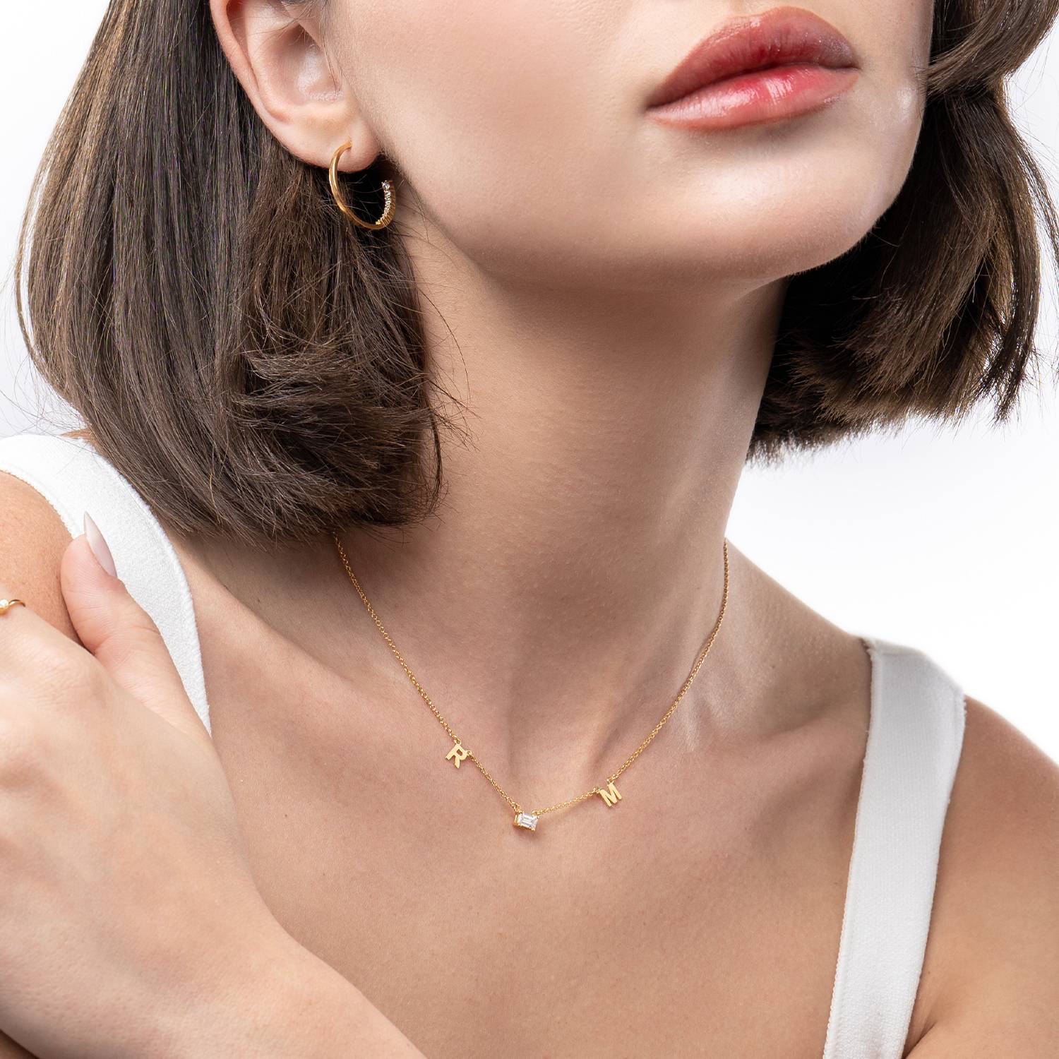 Mia Initialen Halskette mit 0,3 ct Premium-Diamant - 750er Gold-Vermeil-3 Produktfoto