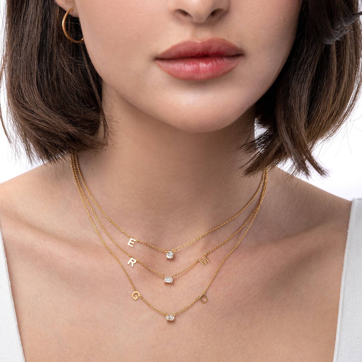 Mia Initialen Halskette mit 0,3 ct Premium-Diamant - 750er Gold-Vermeil-2 Produktfoto