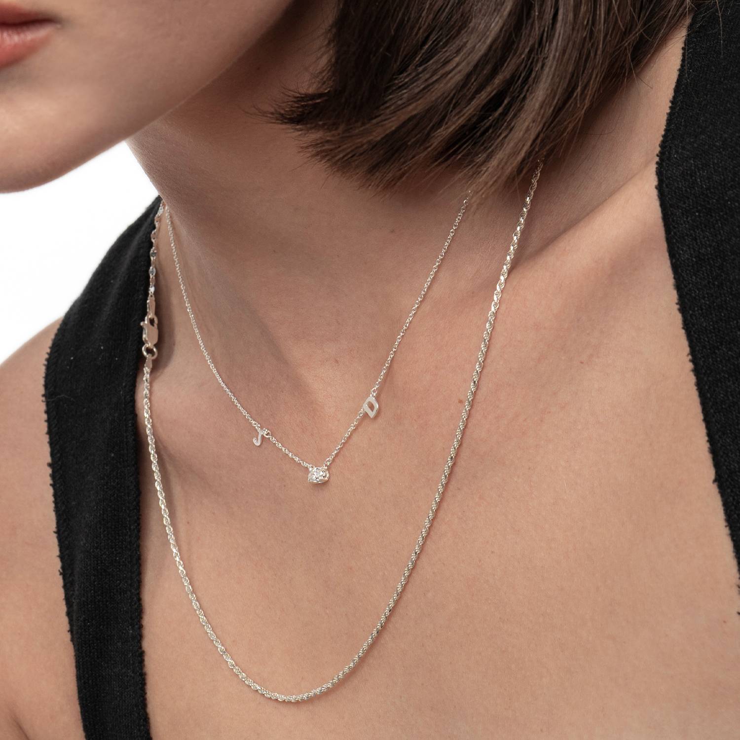 Mia Initialen Halskette mit 0,3 ct Premium-Diamant - 925er Sterlingsilber-4 Produktfoto