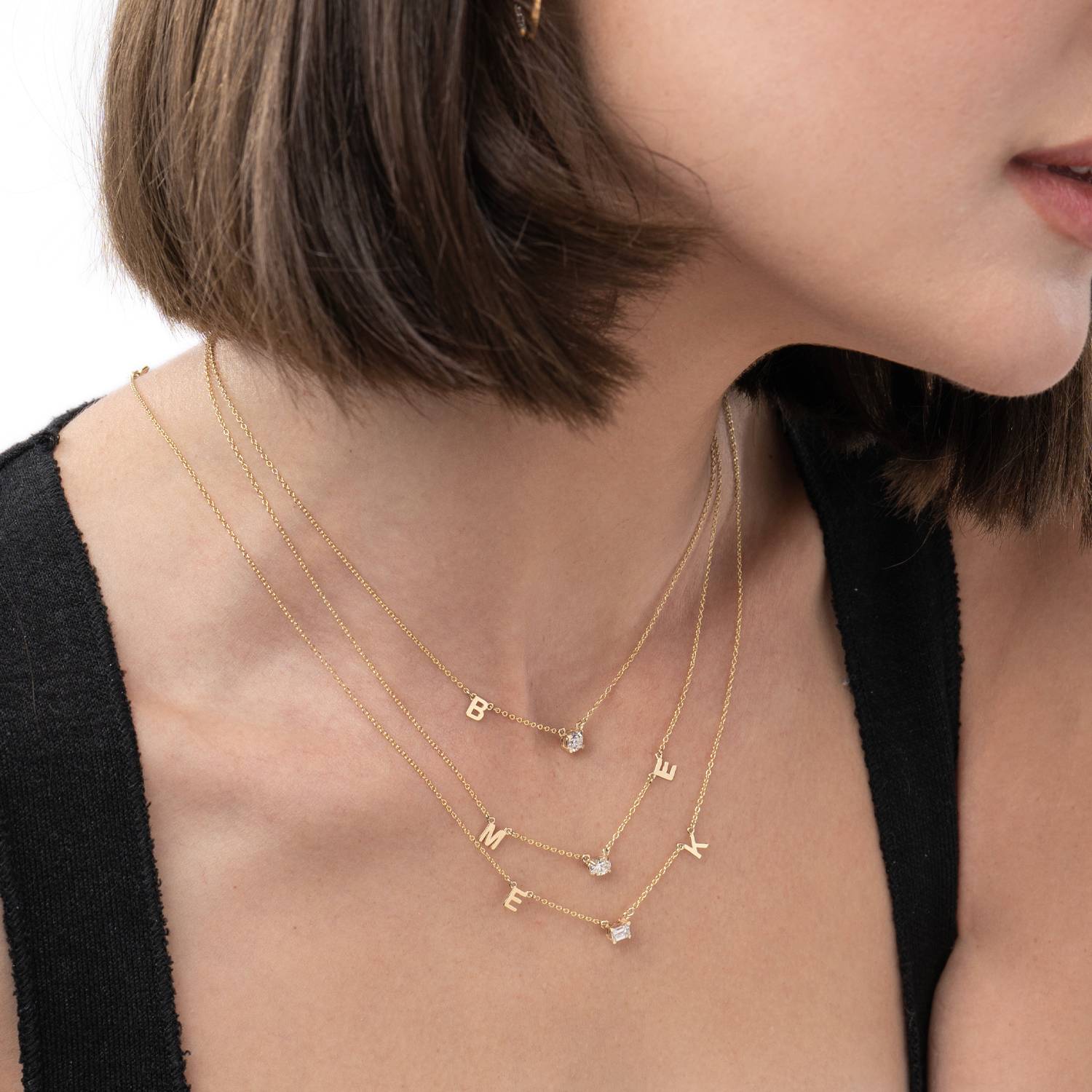 Mia Initial Necklace With 0.3 ct Premium Diamond - Solid Gold-10 product photo