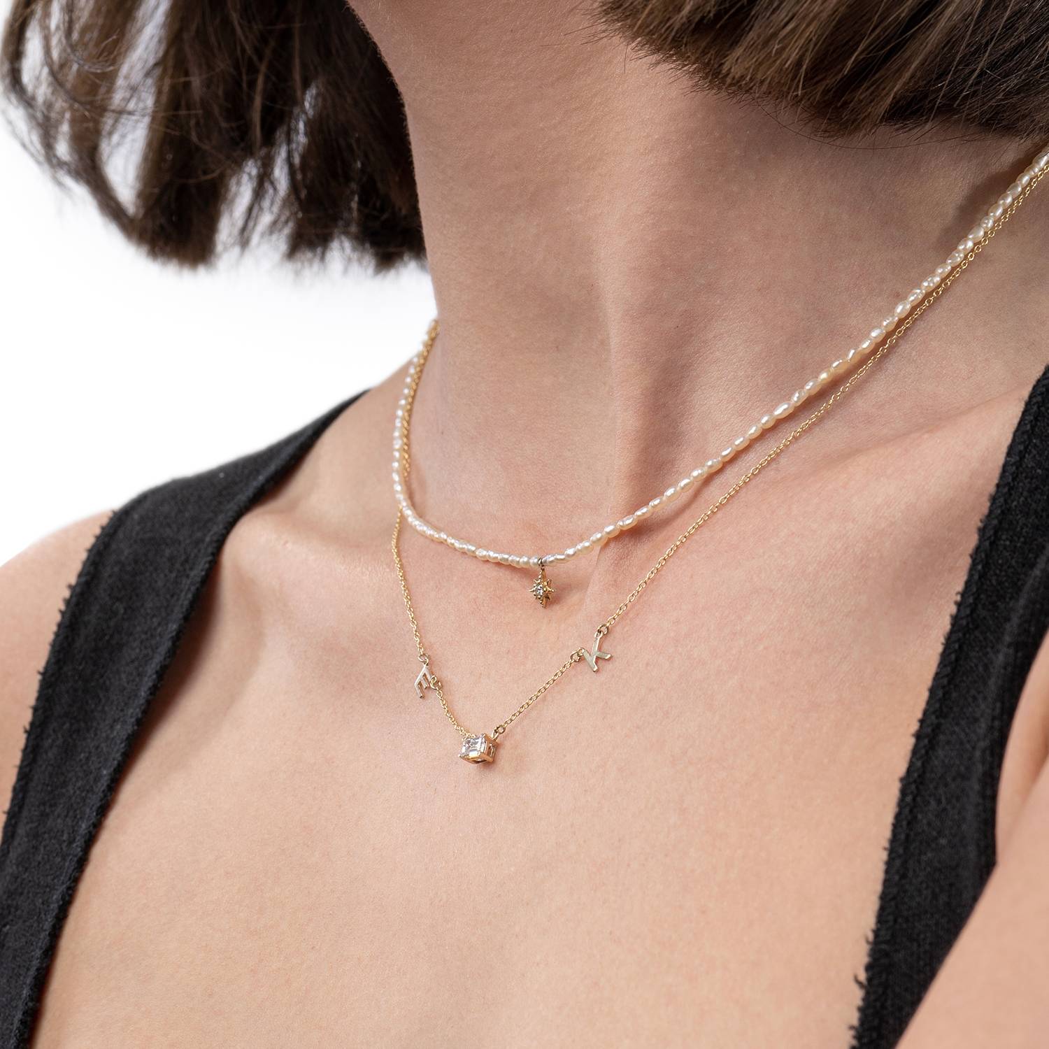 Mia Initial Necklace With 0.3 ct Premium Diamond - Solid Gold-3 product photo