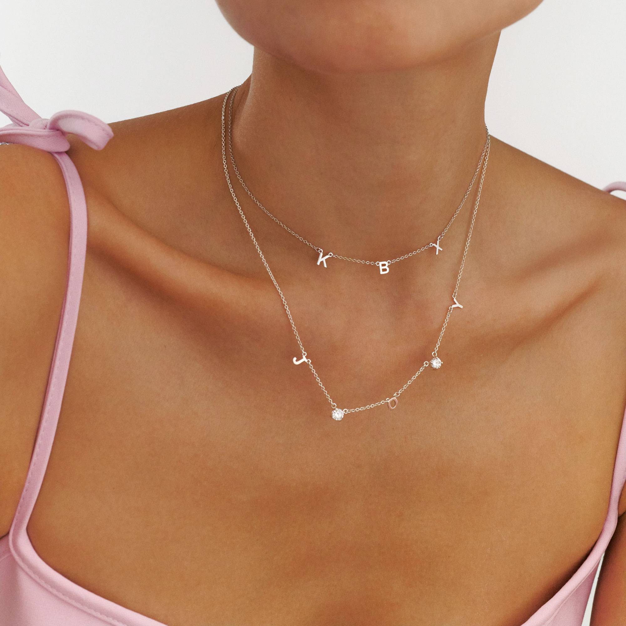 Mia Initial Necklace in 14ct Solid White Gold-1 product photo