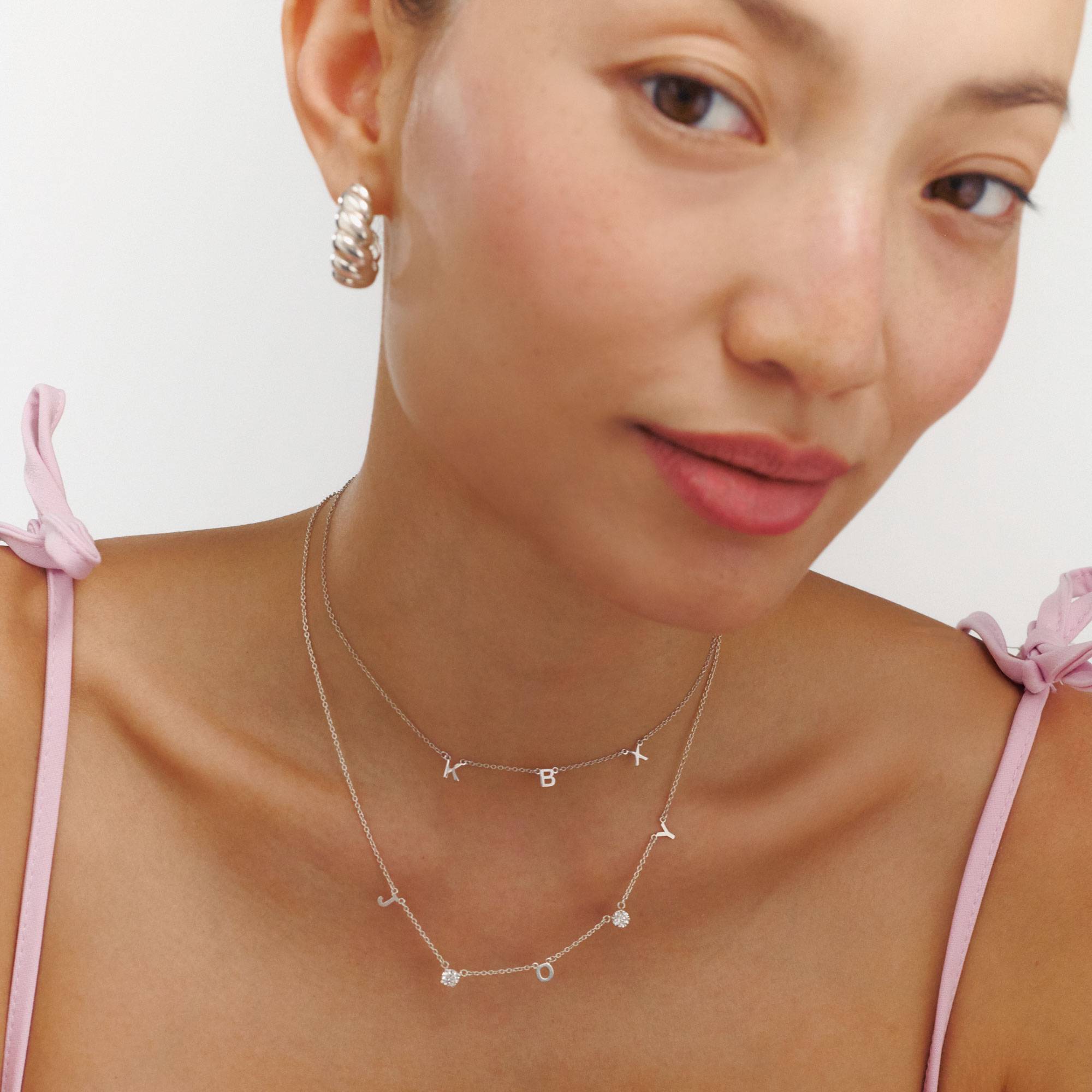 Mia Initial Necklace in 14ct Solid White Gold-4 product photo