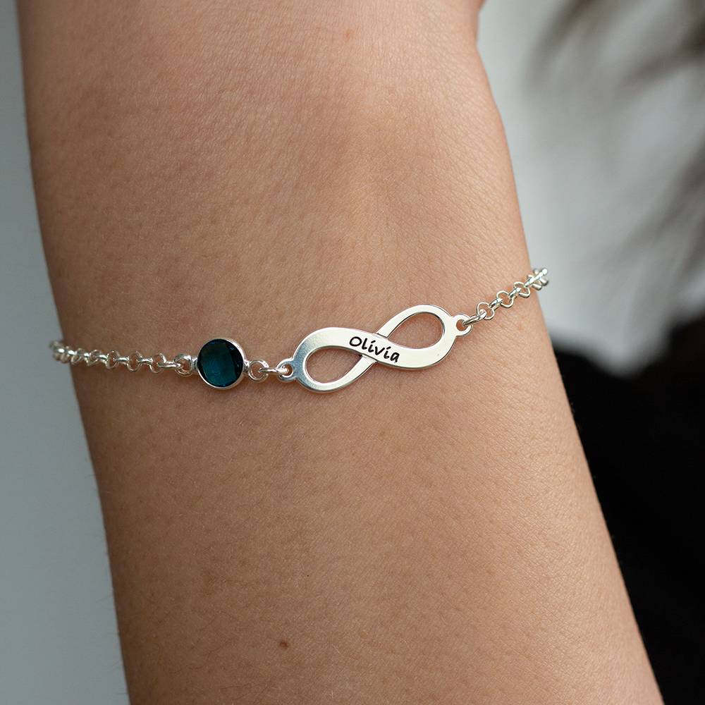 Infinity Birthstone Bracelet in Sterling Silver-2 product photo