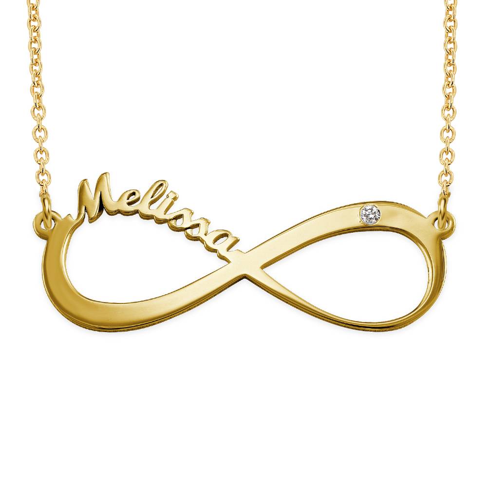Infinity Name Necklace with Diamond in 18K Gold Vermeil-4 product photo