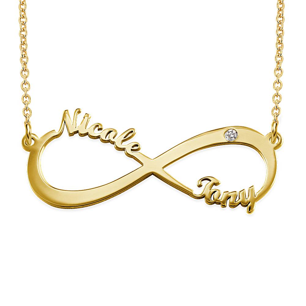 Infinity Name Necklace with Diamond in 18K Gold Vermeil-5 product photo