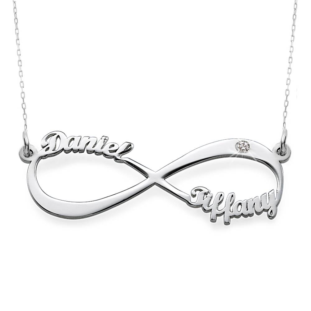 Infinity Name Necklace with Diamond in 10K White Gold-2 product photo