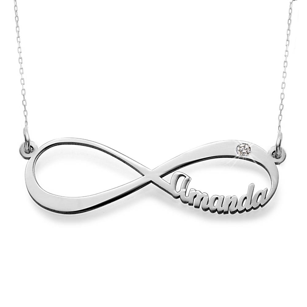 Infinity Name Necklace with Diamond in 10K White Gold-1 product photo