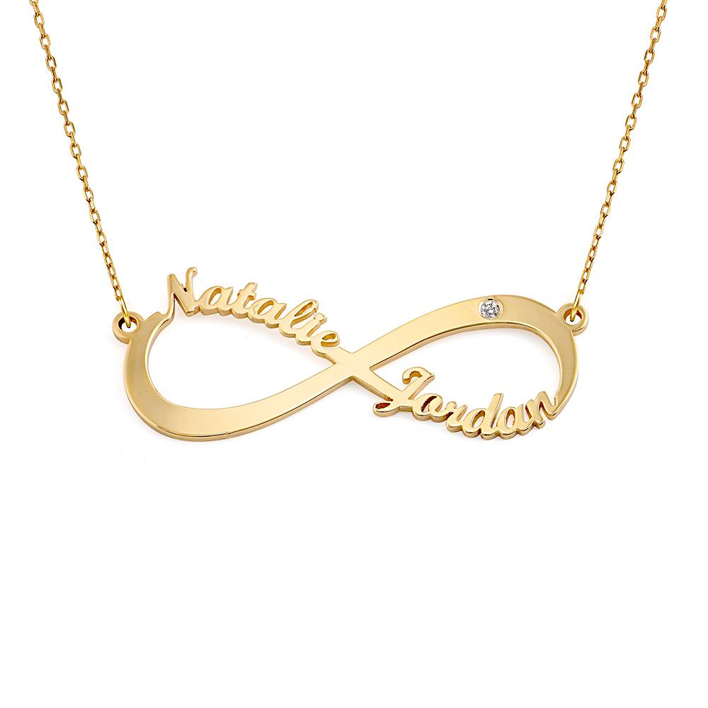 Infinity Naamketting met Diamant in 10k Goud