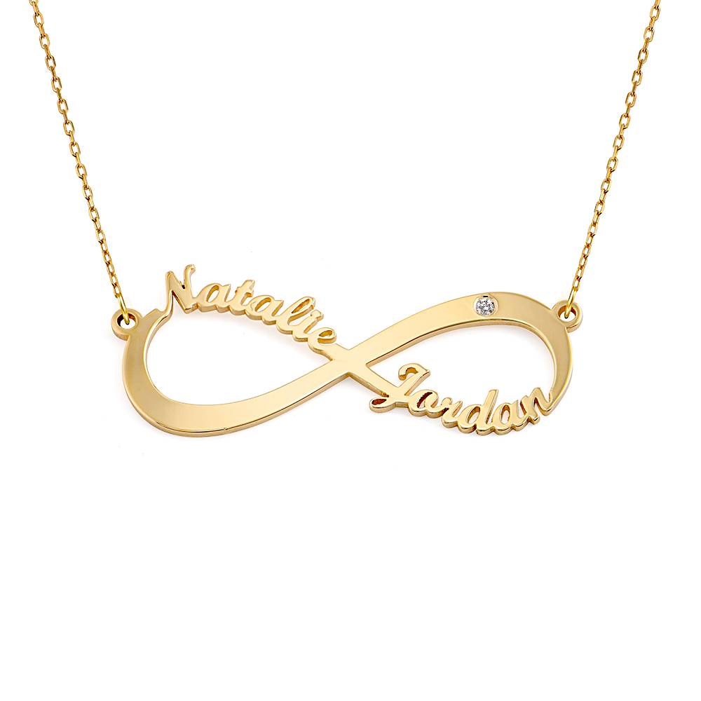 Collar Infinito con Nombre Chapado en Oro con Diamante foto de producto