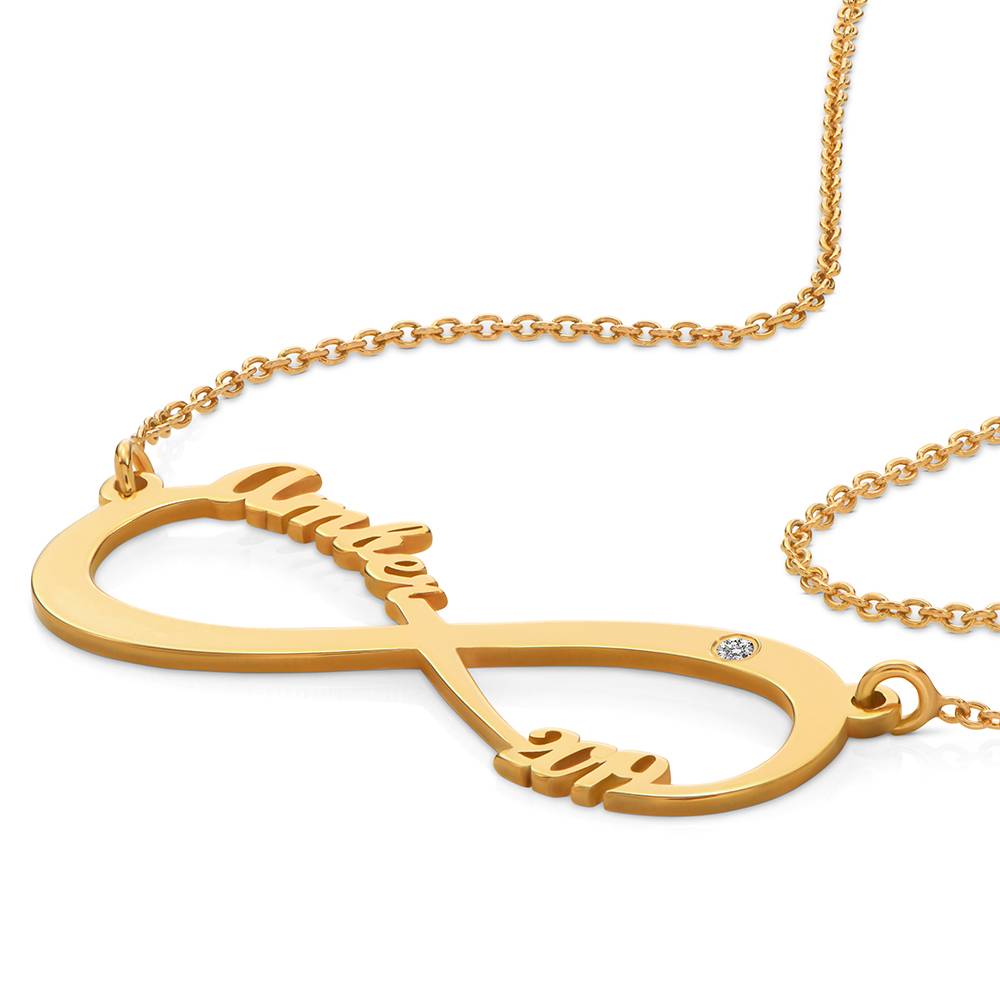 Collana Infinito con Nome e Diamante in Argento Placcato Oro 18k-2 Collana Infinito con Nome e Diamante in Argento Placcato Oro 18k-2 foto del prodotto