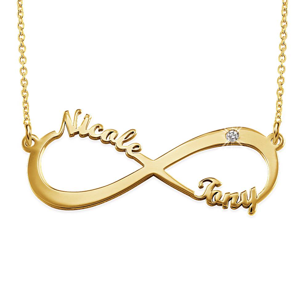 Collar Infinito con Nombre Chapado en Oro con Diamante-3 foto de producto